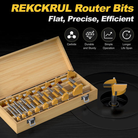 16 Piece Premium Carbide Tipped Forstner Drill Bit Set Featuring Knockout Hex Shank And No Slip Grip, in a wooden case.