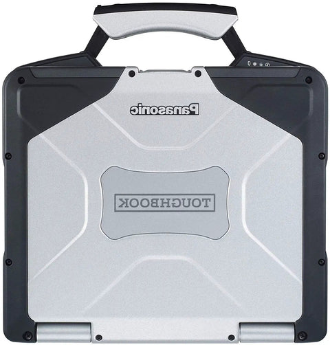 Toughbook CF31 MK3 Badass Rugged Laptop Featuring Rock Solid Heavy Duty Armor silver exterior with handle.