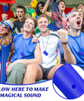 Cheering Noisemakers Set With 12 Mini Air Horns, 12 Hand Clappers, And 24 Thunder Sticks Blue For Birthdays, Sports Events, And Celebrations Ultimate Party Essentials To Amp Up The Crowd used by cheering fans in a stadium