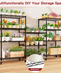 Wire Storage Rack On Wheels, Five Tier Metal Shelving For Kitchen Or Garage, 24 Inch Wide By 18 Inch Deep By 75 Inch High, NSF Approved Durable Steel Frame With Easy Roll Mobility, Perfect For Food, Spices, Utensils, And Daily Essentials, black