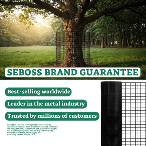 Heavy Duty Hardware Cloth One Half Inch Mesh 36 By 50 Ft Black Vinyl Coated 19 Gauge Chicken Wire Fence Roll outdoor