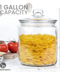 One Gallon Glass Cookie Jar With Airtight Lid For Cookies Candy Flour And Dog Treats Big Clear Large Kitchen Canister