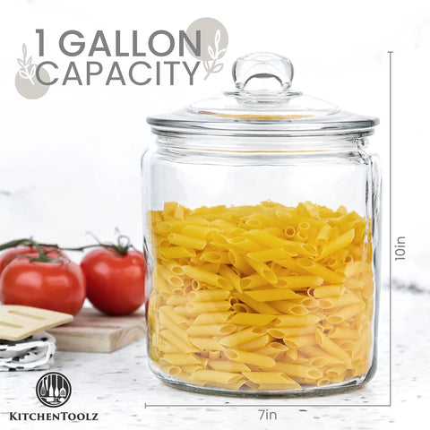 One Gallon Glass Cookie Jar With Airtight Lid For Cookies Candy Flour And Dog Treats Big Clear Large Kitchen Canister