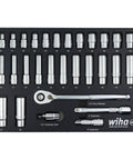 Half Inch Drive Socket Tray Set, 29 Piece Standard And Deep Metric Sockets, 72-Tooth Ratchet, 3 Inch And 6 Inch Extensions