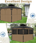 10x12 Gazebo Curtains With Mosquito Mesh Window Four Panels Side Wall Zipper 2 In 1 Privacy No Fuss Universal Replacement For Patio Outdoor Canopy Garden Backyard Khaki Curtain Only installed view