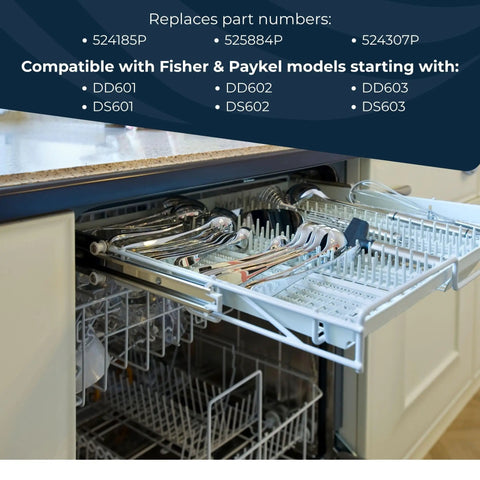 Open dishwasher with visible Dishdrawer Motor Rotor Kit Replacement Assembly 524185P OEM Rotor For Dishwashers.