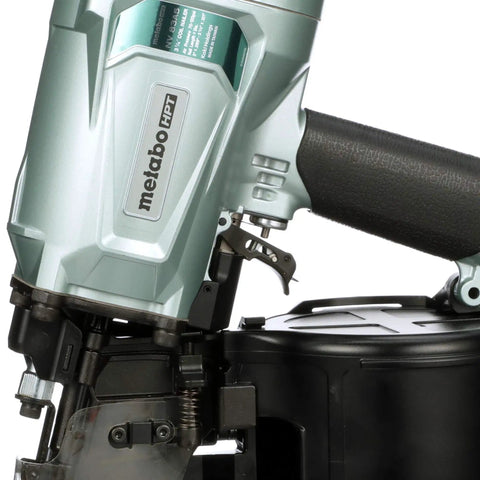 Close-up of coil framing nailer with 15 degree magazine delivers fast driving for two inch to three and one quarter inch nails lightweight