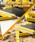Pro Grade 45 Degree Tile Miter Tool With Precision Guide For Seamless Edge Cuts in use on construction site