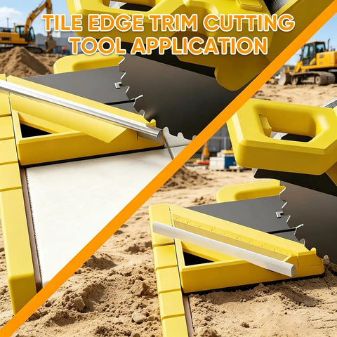 Pro Grade 45 Degree Tile Miter Tool With Precision Guide For Seamless Edge Cuts in use on construction site
