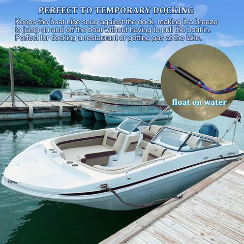 Badass Boat Bungee Dock Lines For Quick Mooring And Wave Blocking Must Have Watercraft Accessories For Pontoon And Bass Boats Plus Jet Skis Five Foot Elastic Mooring Ropes That Lock Solid Anytime A Sweet Gift For Fellas Out On The Water securing a boat at a dock with bungee lines.