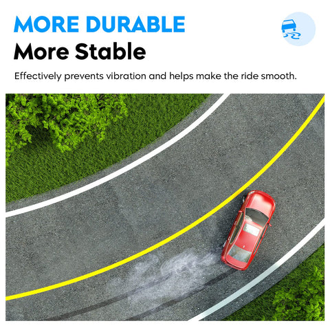 Aerial view of a red car on a curved road illustrating smooth handling with Rear Upper Control Arm Kit For Honda CR-V 2002-2006 And Element 2003-2011.