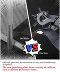 Comparison of old style puncher vs Rotating Leather Hole Punch Kit With Six Diameters From 2Mm To 4.5Mm For Belts.