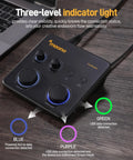 USB Audio Interface With XLR Input, 24 Bit 192 kHz Recording, Loopback And ASIO Driver For PC, showing three-level indicator lights.