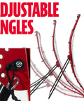 MLB Flyback Pitch Back Net For Baseball Training With Multi Position Return 65 By 44 Inches showing adjustable angles in red frame