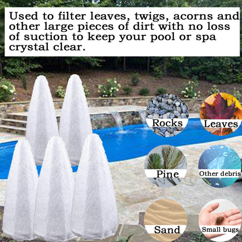 Five Pack Replacement Vacuum Filter Cotton for Pool Blaster and Water Tech Centennial Systems next to pool.