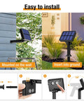 Easy installation of Outdoor Solar String Lights 4 Pack, 132 Ft Total, 320 LEDs Warm White Copper Wire, wall or ground setup