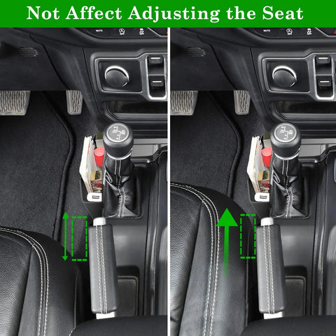 Center Console Organizer Kit For Jeep Wrangler JL JLU And Gladiator JT 2018 2023 showing gear shift side tray installed