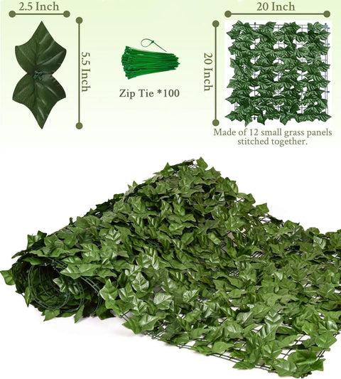 Realistic Ivy Privacy Fence Screen 120x40 Inch For Balcony Outdoor Decor with faux vines and hedge panels