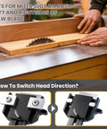 Precision Thin Rip Jig Featuring Heavy Duty Triple Pulleys For Dead Set Accurate Strip Cuts, Fits Standard U And T Slots, Smooth Operator On Table Saw Plus Band Saw, with user's hands guiding wood.