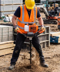 Worker using Gas Powered 52Cc 2 In 1 Ice Auger And Earth Auger Kit With 10 Inch Ice Bit And Five Point Nine Inch Ground Bit