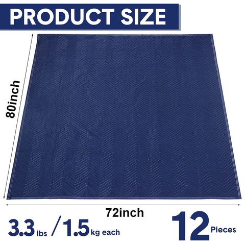 12 Pack Moving Blankets 80 X 72 Inch Heavy Duty Padding For Furniture, Appliances, And Floors During Moving Or Storage view.