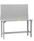 Adjustable Height Welded Workbench Featuring Hella Tough Pegboard Panel And Rock Solid Steel Frame, Heavy Duty 4000 Lb Capacity Garage Workstation, 36 By 72 Inch Open Base Tool Table, Factory Assembled Usa Gray Finish with workbench and pegboard