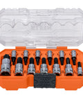 Knurled Torx Bit Socket Set T8 Through T60 For 1/4, 3/8 And 1/2 Inch Drives, Premium Cr-V Steel in MODBox Case, 13-Piece