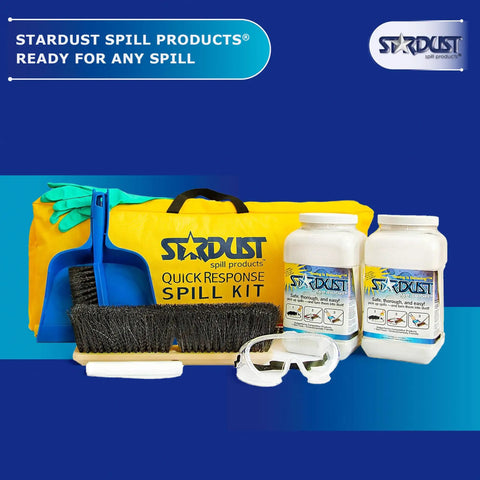 Vehicle Spill Kit Ready To Go With Heavy Duty Duffle And PPE Gear, Quick Response Absorbent Kit For Chemicals And Paint Spills, Includes Two 5 Quart Dispensers, Broom Head, Dust Pan, Handles, And 10 Disposal Bags