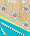 60 Pack Exacto Knife Blades 11 Replacement Blades For Crafting And Scrapbooking Hobby Knife Refills displayed on colored paper