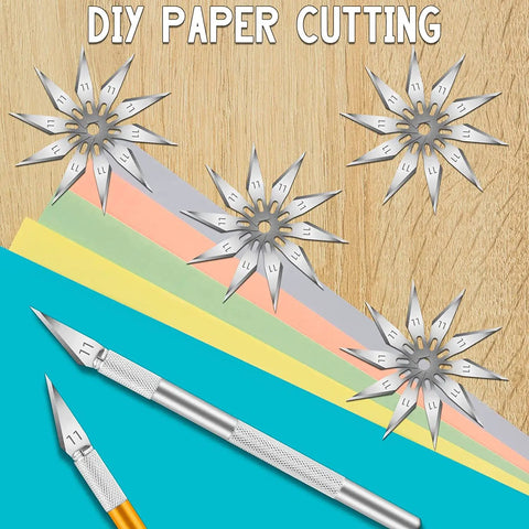 60 Pack Exacto Knife Blades 11 Replacement Blades For Crafting And Scrapbooking Hobby Knife Refills displayed on colored paper