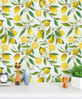 Lemon Branches Floral Peel And Stick Wallpaper Removable Self Adhesive Vinyl Mural Roll 17.7 By 354 Inches Waterproof Wall Decor