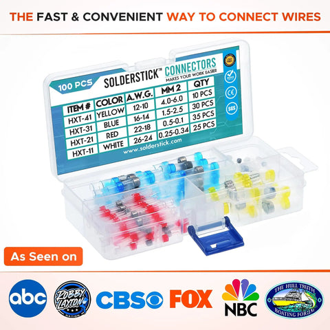 Waterproof Solder Seal Wire Connectors Kit For Auto And Marine Wiring, Insulated Heat Shrink Splice Connectors With 4 Gauge Ranges