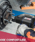 Person using Half Inch Air Impact Wrench With 7000 RPM Free Speed, 1000 Nm Drive, 958 Foot Pound Torque on car brake disc