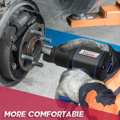 Person using Half Inch Air Impact Wrench With 7000 RPM Free Speed, 1000 Nm Drive, 958 Foot Pound Torque on car brake disc
