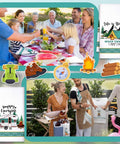 Set of 6 Camping Kitchen Towels, 24 x 16 inches, RV camper theme on picnic and camping scenes with funny sayings.