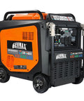 Heavy Duty Tri Fuel Inverter Generator Pumps Out 13500 Peak Watts With Auto Start Bluetooth Link CO Sensor Shutoff And Super Quiet 550Cc Motor For Home Backup Tailgate Camping, shown from side with controls.
