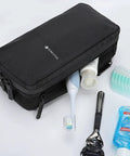 Compact Mens Toiletry Bag Hanging Dopp Kit For Travel Waterproof Wash Pouch Black Slim Durable Organizer with essentials