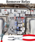 Four Piece Relay And Fuse Puller Set For Tight Spaces shown removing relay from fuse box