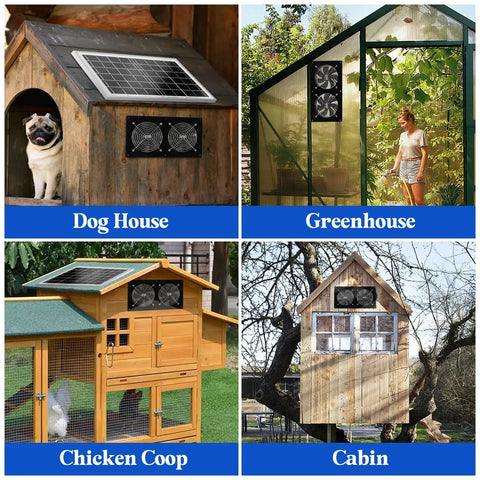 Solar Ventilation Fan Kit With 15W Panel Two High Speed Brushless DC Exhaust Fans For Greenhouses Chicken Coops Attics Barns Sheds And Dog Houses Great For Sunlit Spaces And Rural Homes