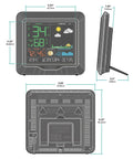 Color Forecast Station With Big Display And Temperature Humidity Alerts, Seasonal Scene Backgrounds front, side, and back view