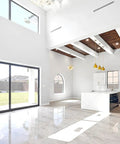 Modern living room with ceiling featuring 12 Inch Linear Slot Diffuser With Dual Slot Design White Decorative Aluminum Air Vent.