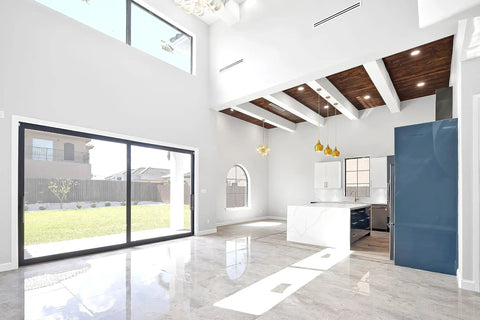 Modern living room with ceiling vent showing 18 Inch Linear Slot Diffuser With Dual 2 Slot Design White Decorative Air Vent Cover For Ceiling Walls And Floors Sleek Aluminum Grille For AC Venting Durable Commercial Grade Vent Cover For Home Or Office Install