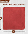12 by 12 inch red shop towel with overlocked stitching, Pro Grade Auto Shop Towels 100 Pack Red 100 Percent Cotton Lint Free
