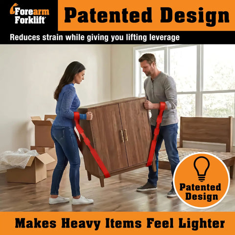 Two Person Furniture Moving Straps Set for Heavy Lifting of Couches and Appliances, 800 lb Capacity, Easy Crisscross Harness for Balanced Leverage, Firehouse Red, Reducing Back Strain and Strenuous Lifts