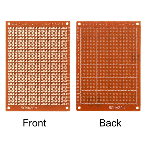 20 Pcs 5x7 Cm Universal Breadboard Bakelite Prototype Boards For Electronics Experiments Great For DIY Projects, front and back view
