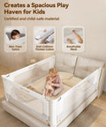Heavy Duty Toddler Bed Rail Guard For Full Beds Built Tough Thickened And Reinforced Aluminum Safety Rail with mesh sides in bedroom