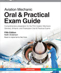 Cover of FAA Aviation Mechanic Oral and Practical Exam Prep Guide for General Airframe and Powerplant with mechanic and jet engine.