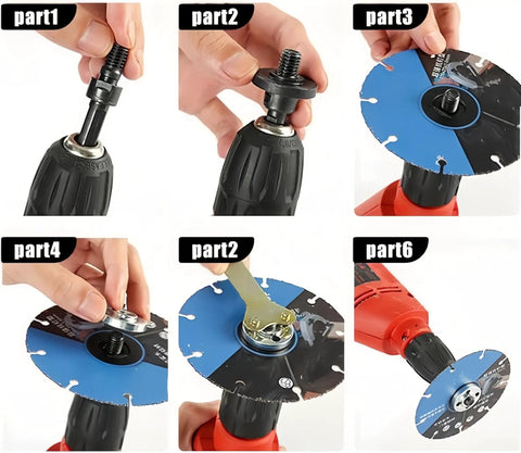 Steps to assemble 10Mm Conversion Angle Grinder Connecting Rod Kit With Spanner For Cutting Disc Polishing Disc And Polish Sponge 2 Pack