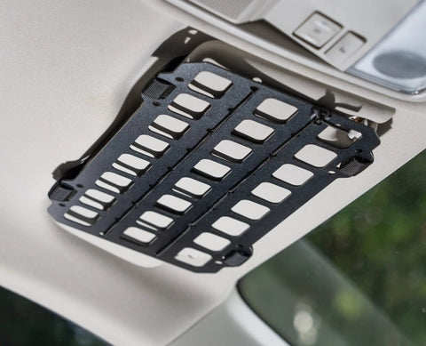 Car Sun Visor Organizer With Rigid MOLLE Panel Mount Plate Tactical Gear Rack EDC Pouch Tool Holster And Visor Cover Heavy Duty Truck Auto Accessory Weather Resistant Aluminum Shelf For Onboard Storage mounted on vehicle visor