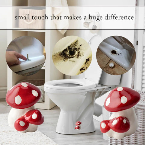 Kick Those Rusty Bolts To The Curb With These Cute Red Mushroom Toilet Bolt Caps That Stealthily Conceal Hardware, 2 piece set.